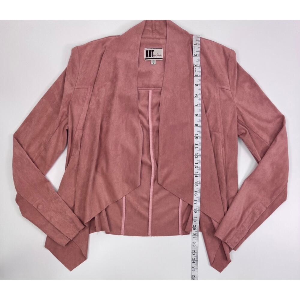 Kut from the Kloth Pink Faux Suede Drape Front Waterfall Jacket Size Medium - Picture 8 of 10